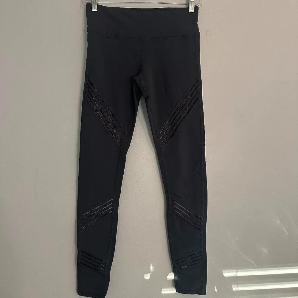Alo Multi Legging Mid Rise Sporty Moto Mesh Paneling Pant - Small